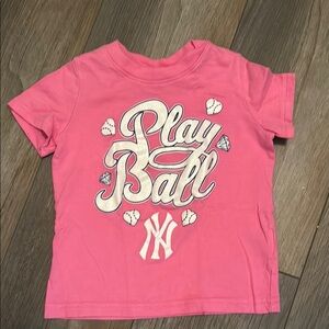 New York Yankees Pink Kids 'Play Ball' T-Shirt